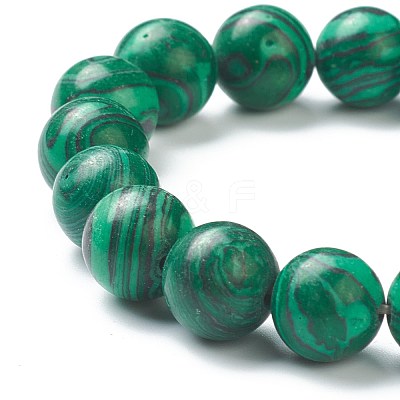 Synthetic Malachite Beaded Stretch Bracelets BJEW-A117-E-16-1