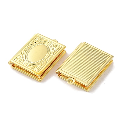 Rack Plating Brass Locket Pendants KK-F090-04G-1
