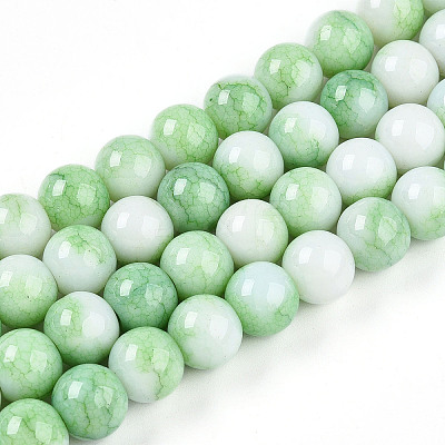 Ombre Effect Dyed Crackle Glass Beads X1-GLAA-T031-10mm-01L-1