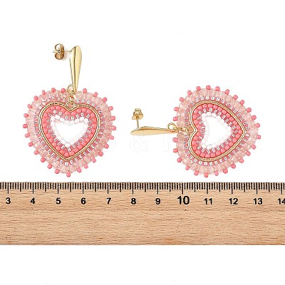 Glass Seed Bead Dangle Earrings EJEW-MZ00768-03-1