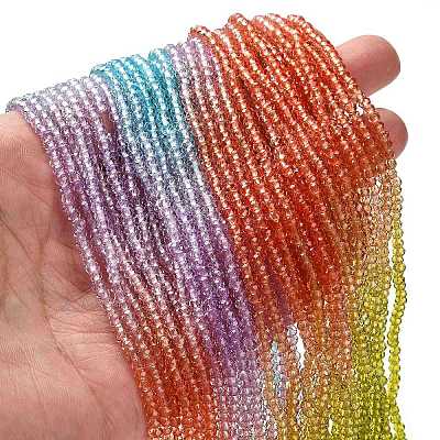 Transparent Painted Glass Beads Strands X1-DGLA-A034-T1mm-A12-1