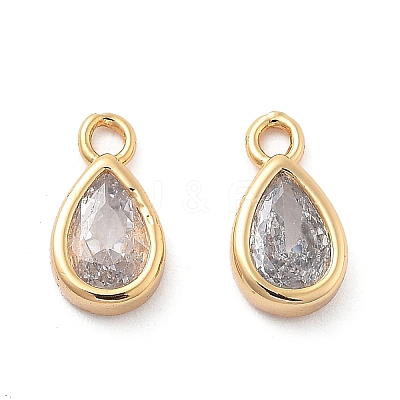 Brass Micro Pave Clear Cubic Zirconia Charms KK-G516-24G-1
