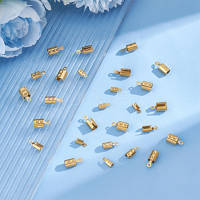 80Pcs 4 Size Ion Plating(IP) 201 Stainless Steel Cord End STAS-UN0049-51-1