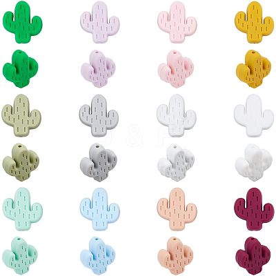 24Pcs 12 Colors  Silicone Beads SIL-CA0001-06-1