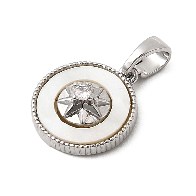 Natural Shell & Clear Cubic Zirconia Charms KK-G553-16P-1