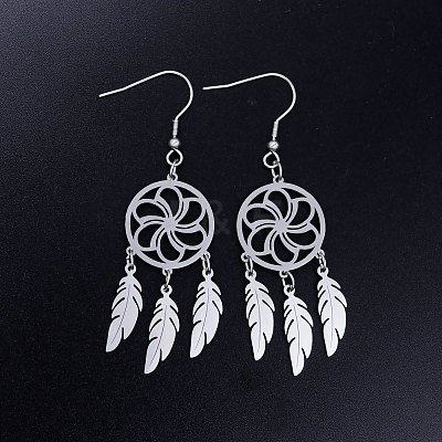 Tarnish Resistant 201 Stainless Steel Chandelier Earrings STAS-S105-JN357-1-1