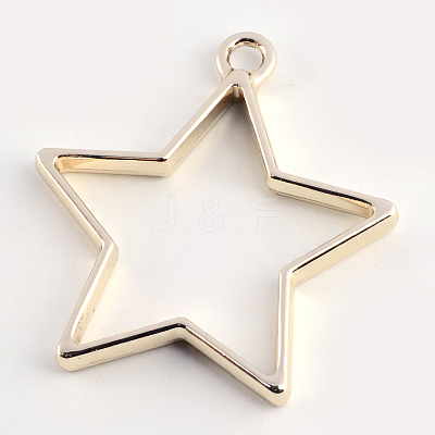 Rack Plating Alloy Star Open Back Bezel Pendants PALLOY-S047-40D-FF-1