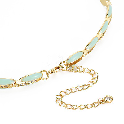 Brass Micro Pave Cubic Zirconia Link Tennis Necklaces for Women NJEW-T013-01G-05-1