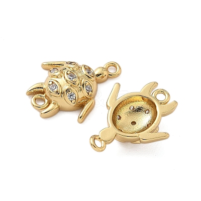 Brass Micro Pave Clear Cubic Zirconia Sea Animal Connector Charms KK-P325-03G-1