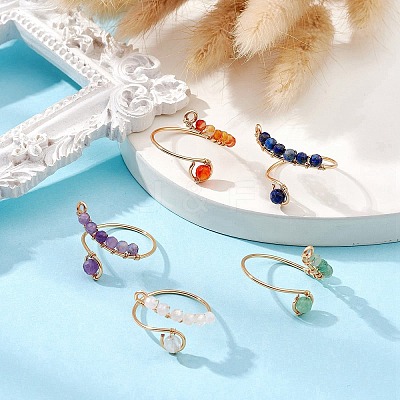Mixed Natural Gemstone Rings RJEW-JR00584-01-1