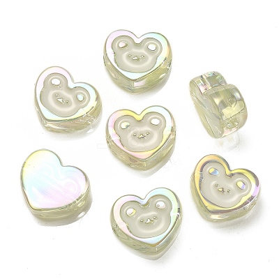 UV Plating Rainbow Iridescent Acrylic Enamel Beads OACR-G012-10B-1