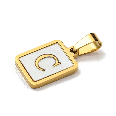 PVD Vacuum Plating 304 Stainless Steel Pave Natural White Shell Pendants STAS-S130-03G-C-1