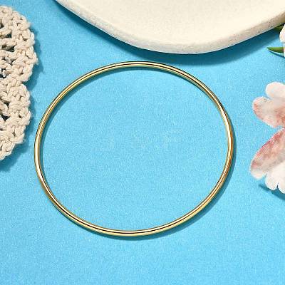 Ion Plating(IP) 304 Stainless Steel Simple Plain Bangle for Women BJEW-F461-01A-G-1
