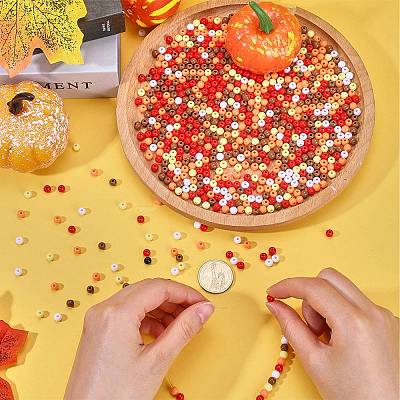 1200Pcs 6 Colors Thanksgiving Day Themed Opaque Acrylic Beads MACR-SC0001-44-1