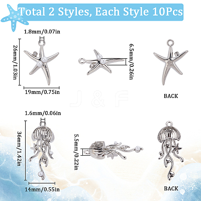 20Pcs 2 Styles Alloy Resin Pendants FIND-SC0013-38-1