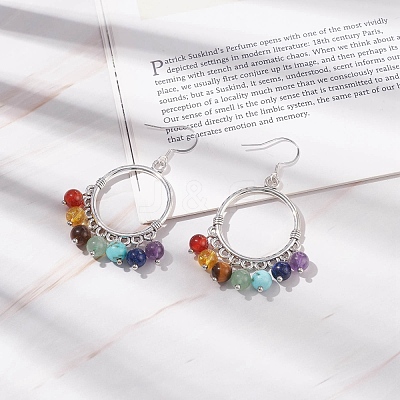 Natural & Synthetic Mixed Gemstone Chandelier Earrings EJEW-TA00105-1