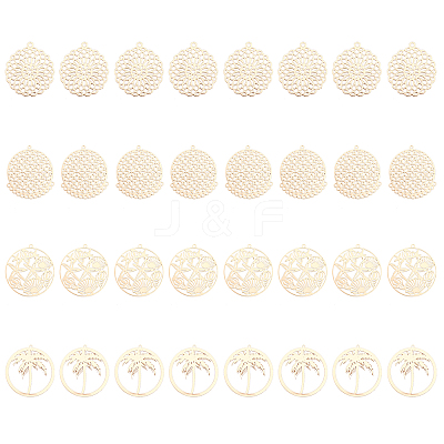 32Pcs 4 Styles Brass Pendants KKC-CA0001-08-1