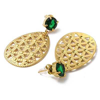 Ion Plating(IP) 304 Stainless Steel Teardrop Dangle Stud Earrings EJEW-K269-09G-1