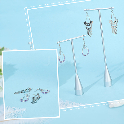 2 Sets 2 Styles Alloy T Bar Single Dangle Earring Display Stands EDIS-DR0001-13-1