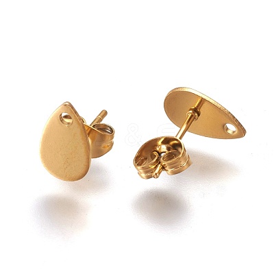 Ion Plating(IP) 304 Stainless Steel Stud Earring Findings STAS-O119-11A-G-1