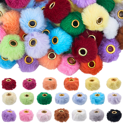 100Pcs 20 Colors Imitation Rabbit Hair European Beads FIND-PA0001-27-1