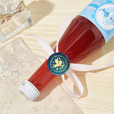 Brass Wax Seal Stamps with Wood Handle AJEW-WH0412-0143-1