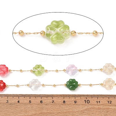 Brass & Handmade Lampwork Beaded Chain LA-CBA3B44-03G-1