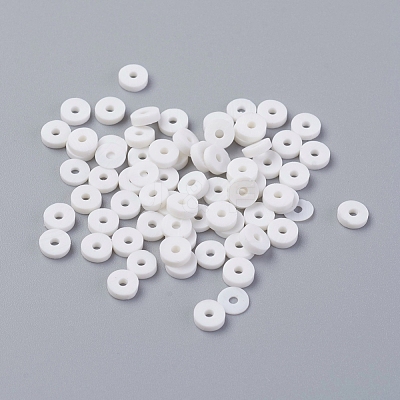 Flat Round Handmade Polymer Clay Bead Spacers CLAY-R067-3.0mm-17-1