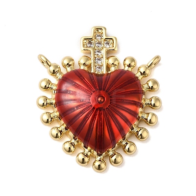 Rack Plating Brass Micro Pave Clear Cubic Zirconia Pendants X-KK-S372-02G-1