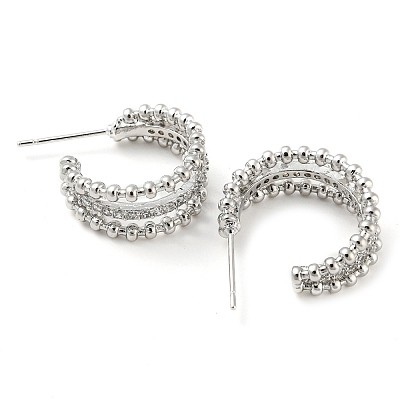 Brass Stud Earrings with Glass EJEW-K264-01P-1