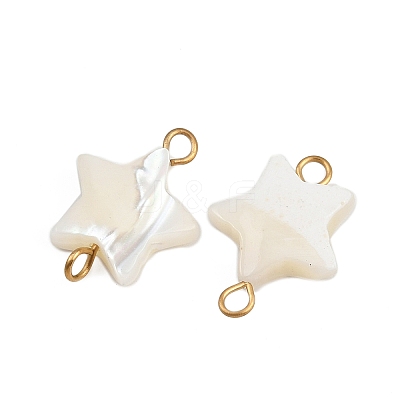 Natural Shell Star Connector Charms STAS-D378-26G-1