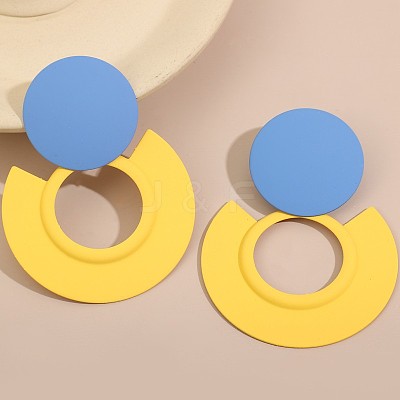 Baking Paint Alloy Round Stud Earrings for Women WG0412D-02-1