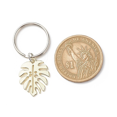 5Pcs Monstera Leaf Alloy Pendant Keychain KEYC-JKC00413-1