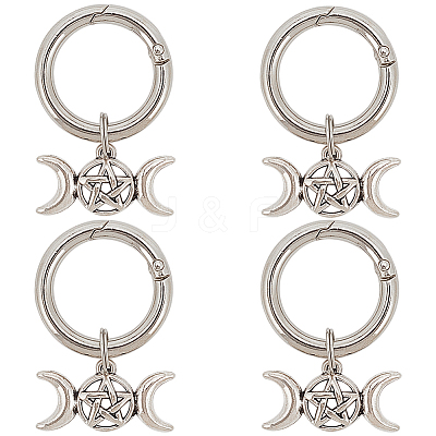 4Pcs Triple Goddess Pentagram Moon Alloy Shoe Charms HJEW-CP00023-1