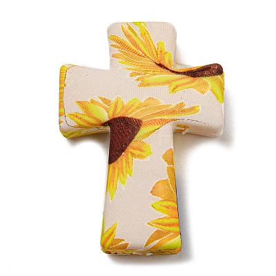 Cross with Flower Silicone Focal Beads SIL-G006-02A-1