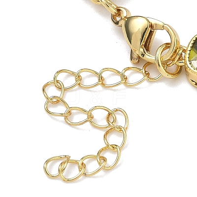 Square Brass Pave Cubic Zirconia Link Chain Bracelets for Women BJEW-P385-08G-07-1