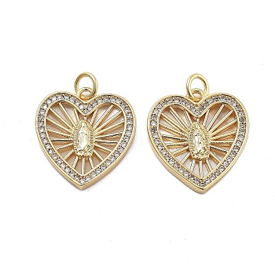 Brass Micro Pave Cubic Zirconia Pendants KK-Q006-26G-01-1