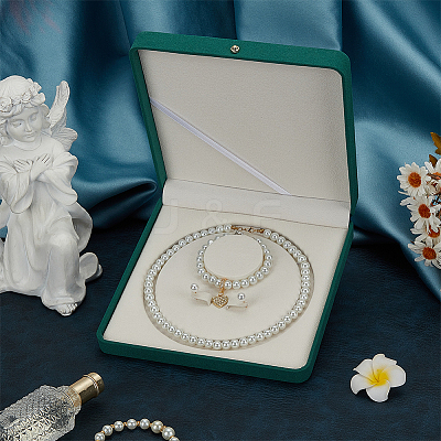 Square Velvet Pearl Necklaces Set Storage Boxes CON-WH0123-07A-1