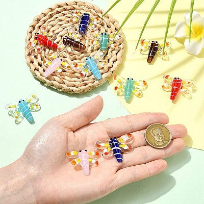 12Pcs 6 Colors Autumn Theme Handmade Lampwork Beads LAMP-CJ0002-91-1