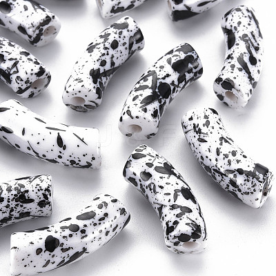 Opaque Spray Painted Acrylic Beads MACR-S372-001F-B04-1