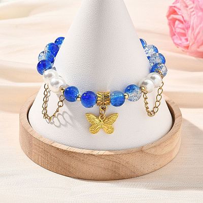 Alloy Butterfly Charm Bracelets BJEW-JB14139-1