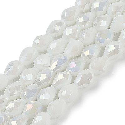 Opaque Solid Color Electroplate Glass Beads Strands EGLA-N013-P8mm-B02-1