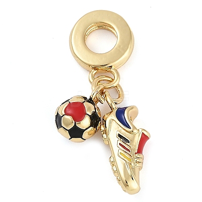 Rack Plating Brass Enamel Sports European Dangle Charms KK-P287-35B-G-1