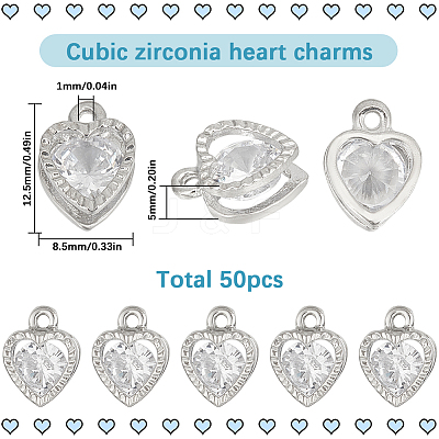50Pcs Heart Alloy Charms ZIRC-SC0001-32P-1