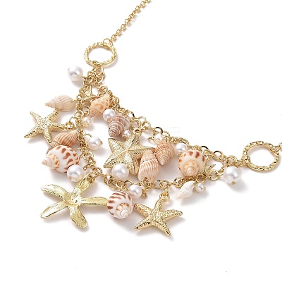 Trendy Shell Bib Beach Necklaces NJEW-N0031-01-1