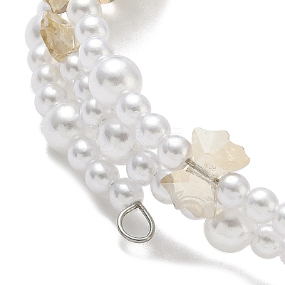 Glass & ABS Plastic Imitation Pearl Beaded Multi-srand Bracelets BJEW-JB12321-02-1