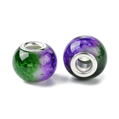 Two Tone Glass European Beads GPDL-K003-01G-1