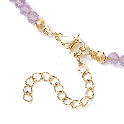 Summer Beach Natural Amethyst Round Beaded Necklaces NJEW-JN05262-03-1