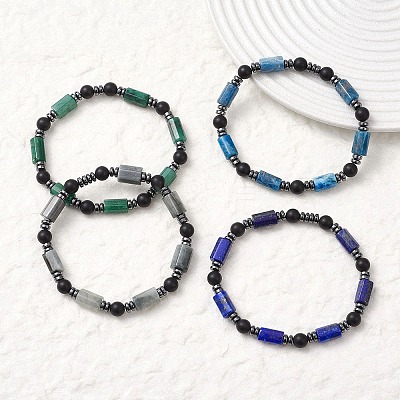 Natural & Synthetic Mixed Gemstone Beads Stretch Bracelets BJEW-JB12722-1