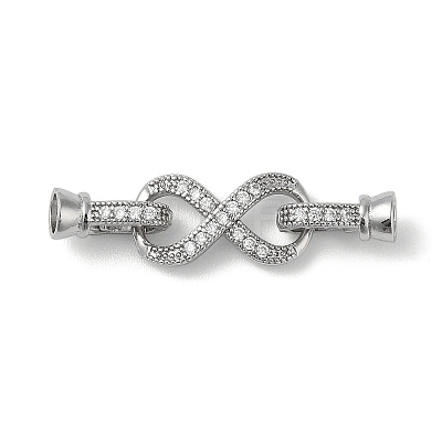 Rack Plating Brass Micro Pave Cubic Zirconia Fold Over Clasps KK-K377-12P-1